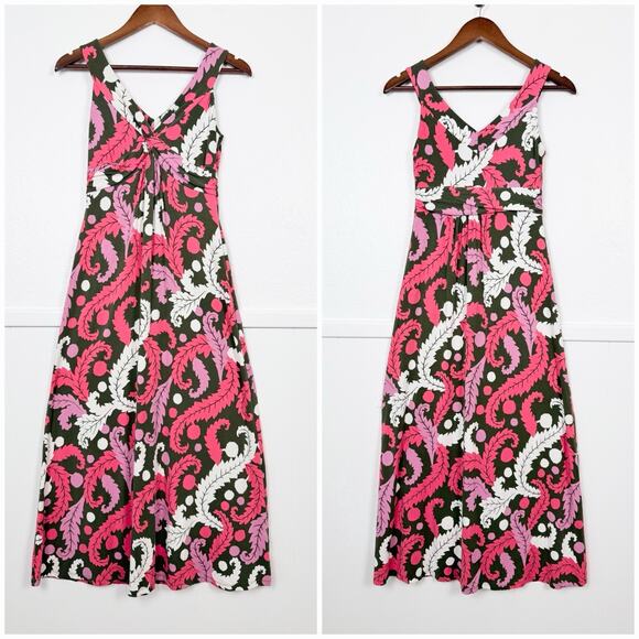 Boden Dresses & Skirts - Boden Tropical Floral Twist Front Maxi Dress 6 P Olive Pink Sleeveless Resort